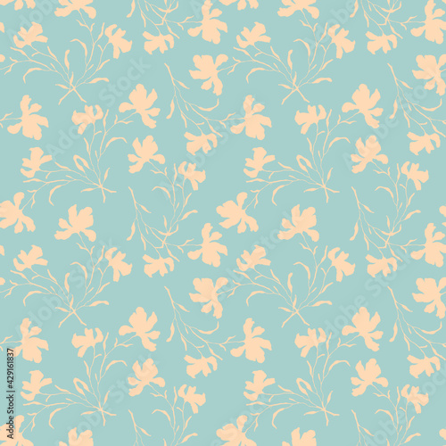 elegant soft color palette floral seamless pattern, endless repeatable flowers texture