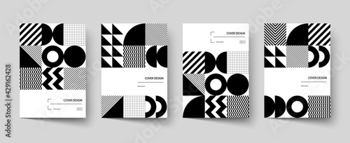 Trendy covers design. Minimal geometric shapes compositions. Applicable for brochures, posters, covers and banners.