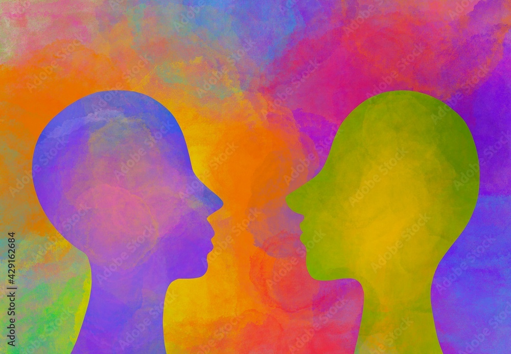 Disegno arcobaleno dialogo tra due persone Disegno arcobaleno dialogo tra due persone