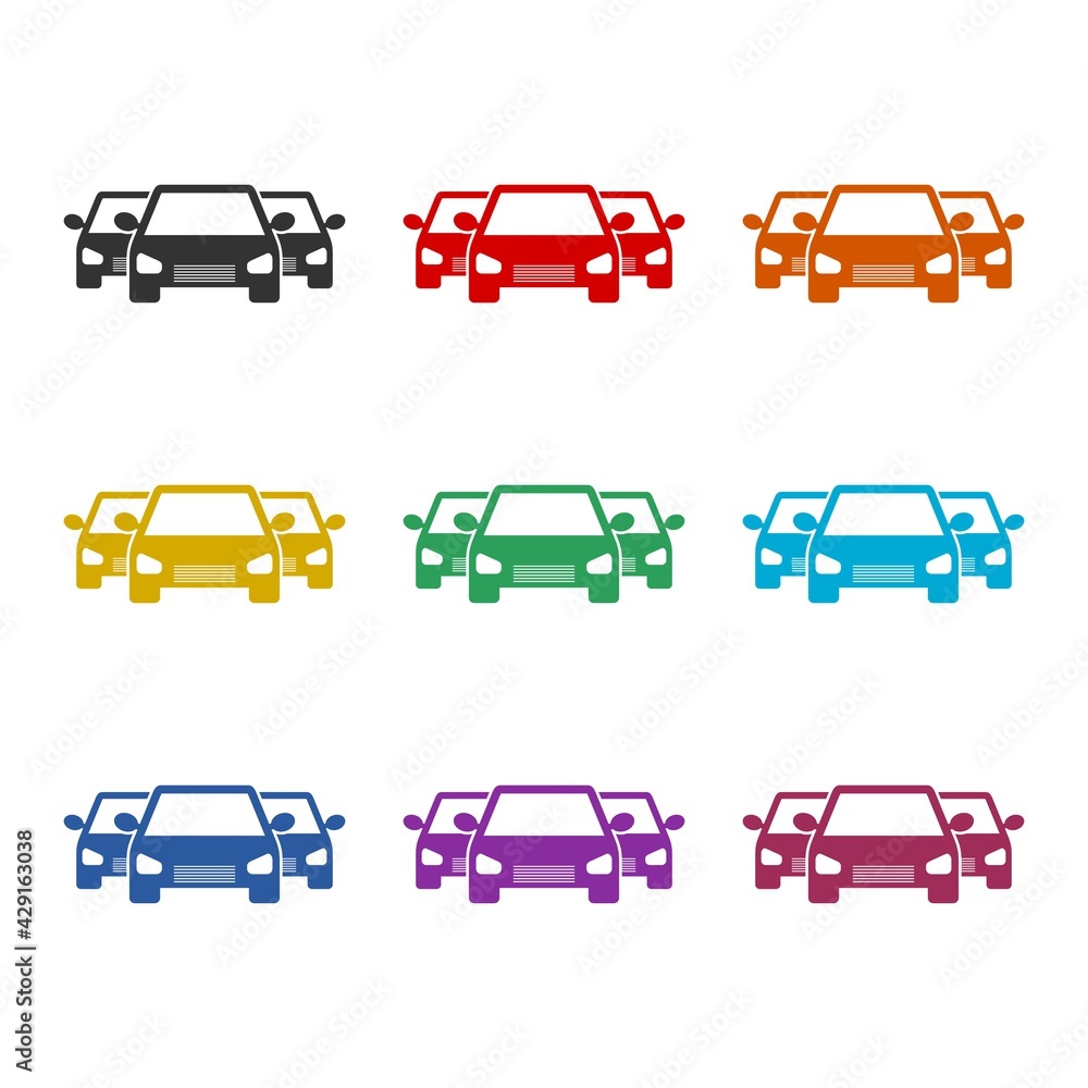 Cars icon isolated on white background color set