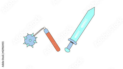 The sword and the morgenstern. Isolated vector image in eps format.