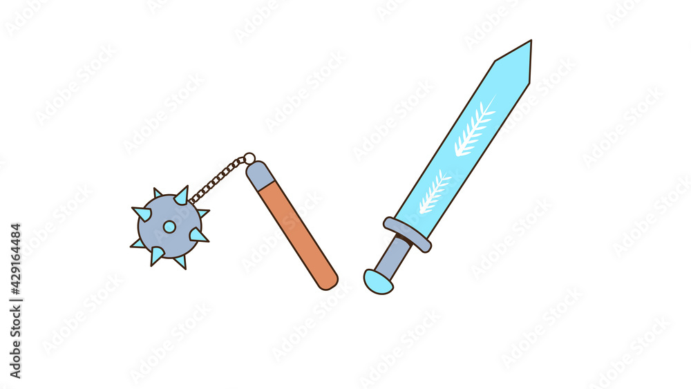 The sword and the morgenstern. Isolated image in jpeg format. The sword and the morgenstern. Isolated image in jpeg format.