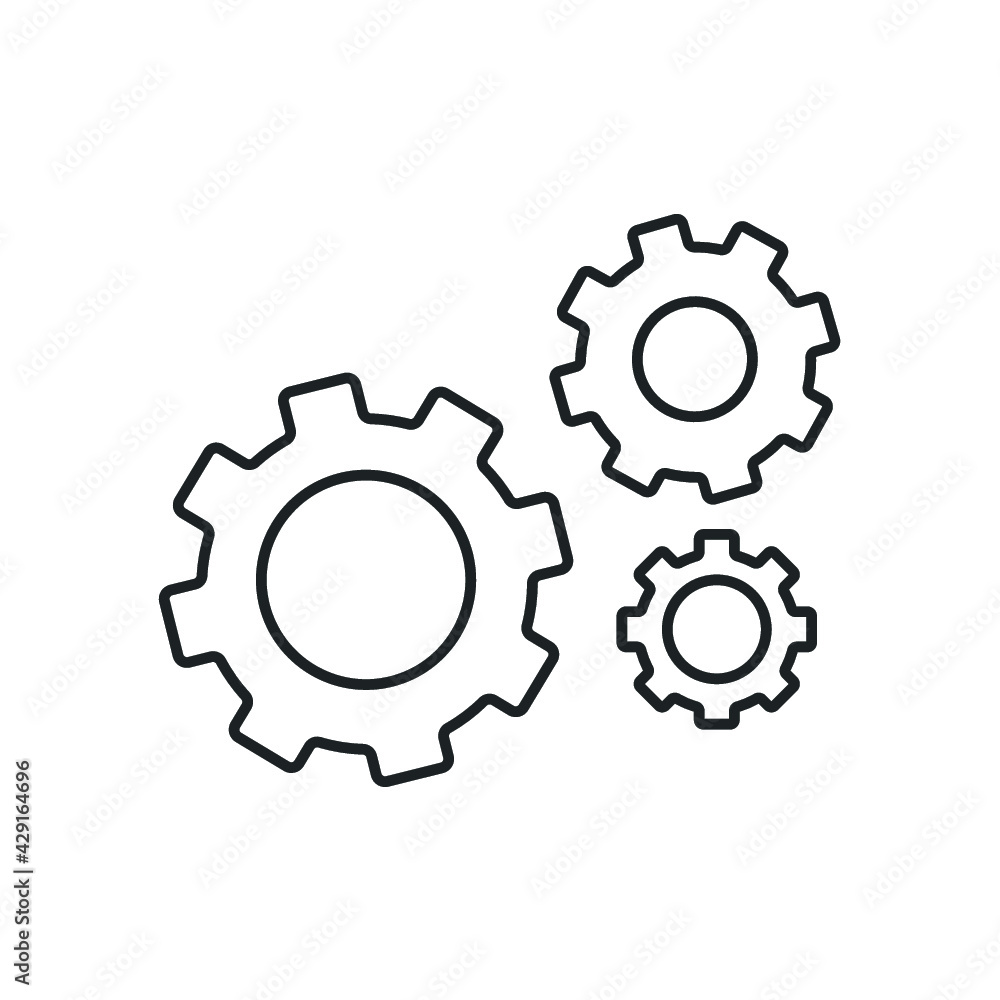 Gear Settings Line Icon Illustration