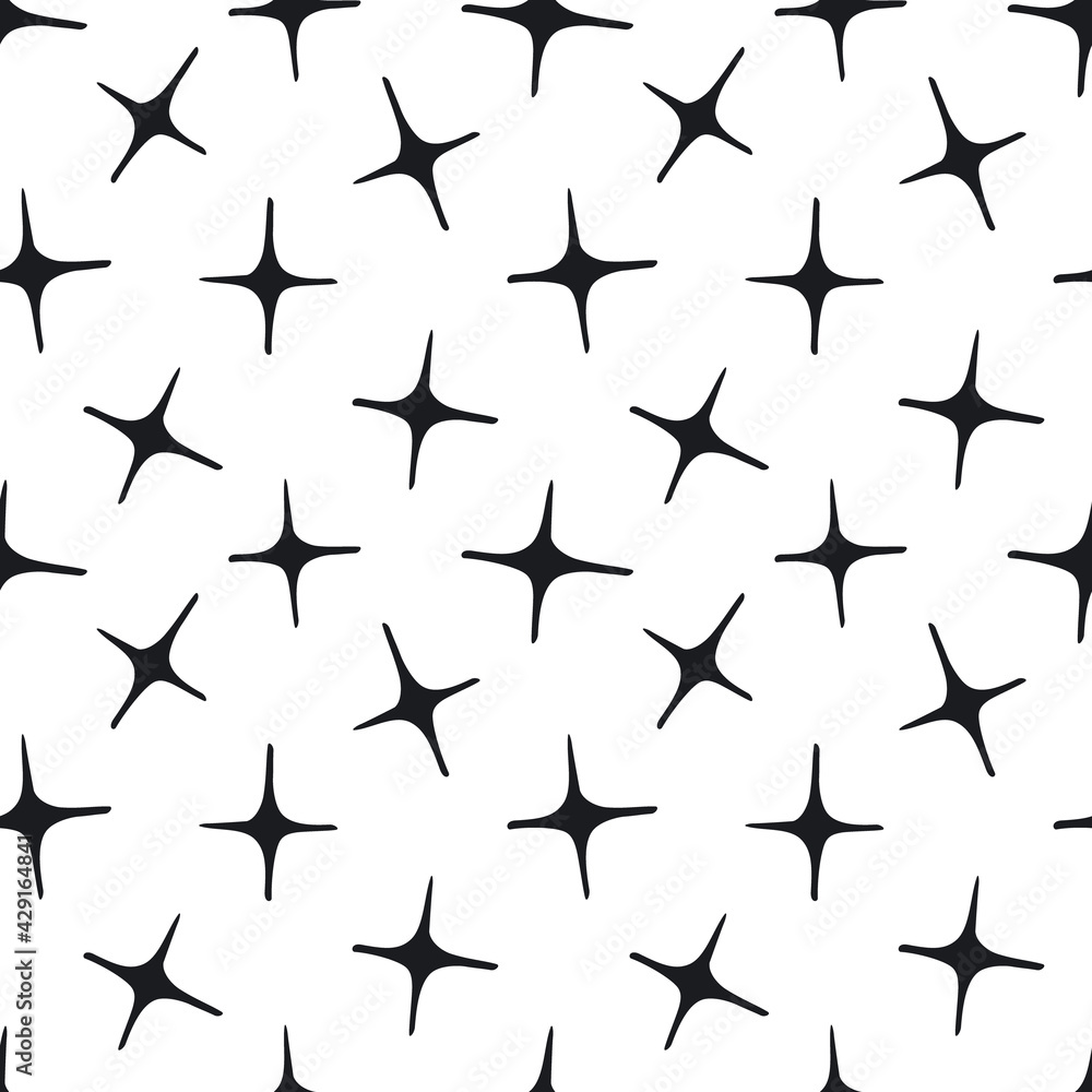 Obraz premium abstract quirky shapes black and white seamless pattern, endless repeatable texture