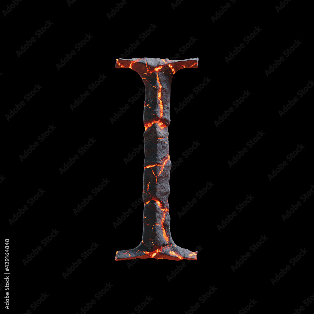 3d letter made of rock and lava for movie or game logo 3d letter made of rock and lava for movie or game logo