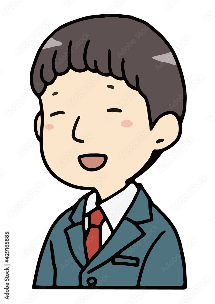 のほほんとした笑顔の男子学生のバストアップ のほほんとした笑顔の男子学生のバストアップ