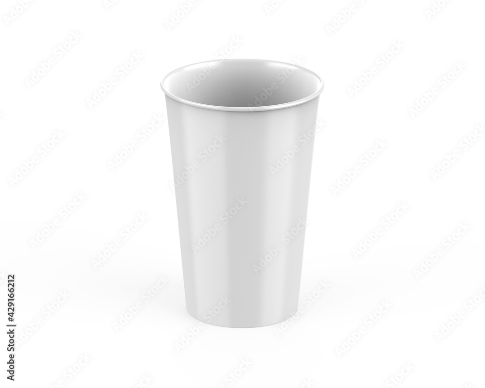 Disposable paper cup mock up for coffee, tea, soda and soft drink. Kraft cardboard paper cup on isolated white background, 3d illustration Disposable paper cup mock up for coffee, tea, soda and soft drink. Kraft cardboard paper cup on isolated white background, 3d illustration