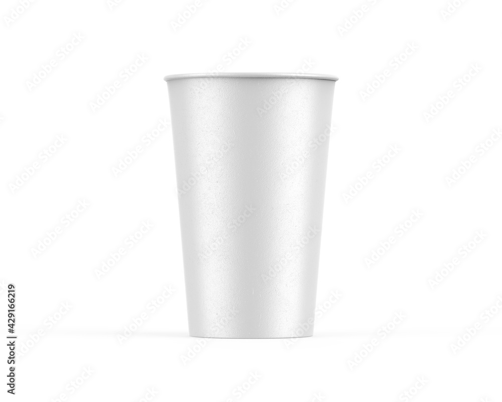 Disposable paper cup mock up for coffee, tea, soda and soft drink. Kraft cardboard paper cup on isolated white background, 3d illustration Disposable paper cup mock up for coffee, tea, soda and soft drink. Kraft cardboard paper cup on isolated white background, 3d illustration