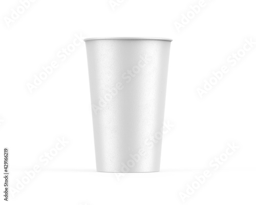 Disposable paper cup mock up for coffee, tea, soda and soft drink. Kraft cardboard paper cup on isolated white background, 3d illustration