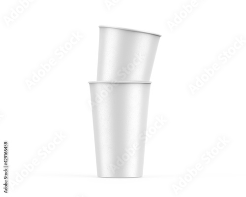 Wallpaper Mural Disposable paper cup mock up for coffee, tea, soda and soft drink. Kraft cardboard paper cup on isolated white background, 3d illustration Torontodigital.ca