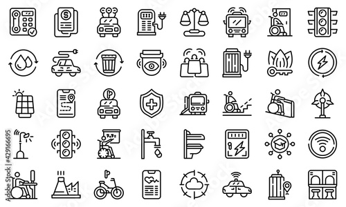 Accessible environment icons set. Outline set of Accessible environment vector icons for web design isolated on white background