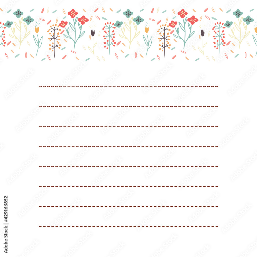 赤と青のお花のお手紙フレーム東欧風