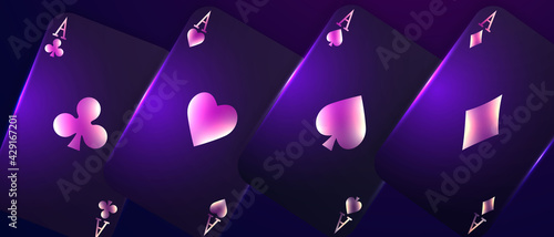 Playing card. Winning poker hand casino chips flying realistic tokens for gambling, cash for roulette or poker,