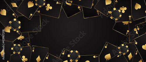 Playing card. Winning poker hand casino chips flying realistic tokens for gambling, cash for roulette or poker,