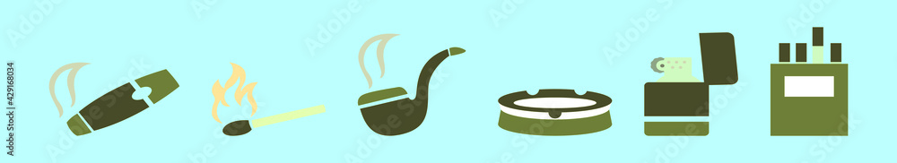 set of smoke cartoon icon design template with various models. vector illustration isolated on blue background set of smoke cartoon icon design template with various models. vector illustration isolated on blue background