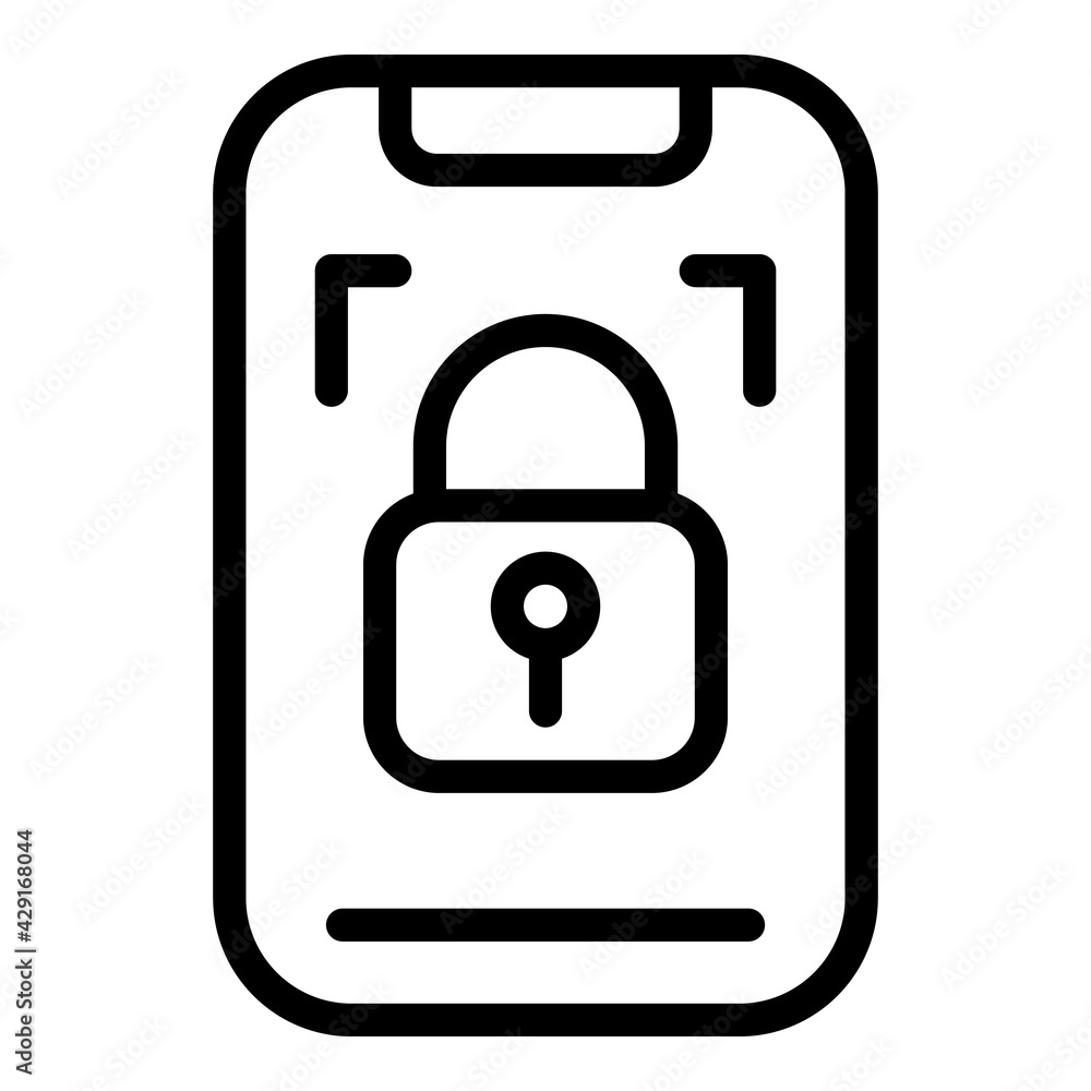Locked phone icon. Outline Locked phone vector icon for web design isolated on white background Locked phone icon. Outline Locked phone vector icon for web design isolated on white background