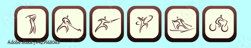 set of sports cartoon icon design template with various models. vector illustration isolated on blue background