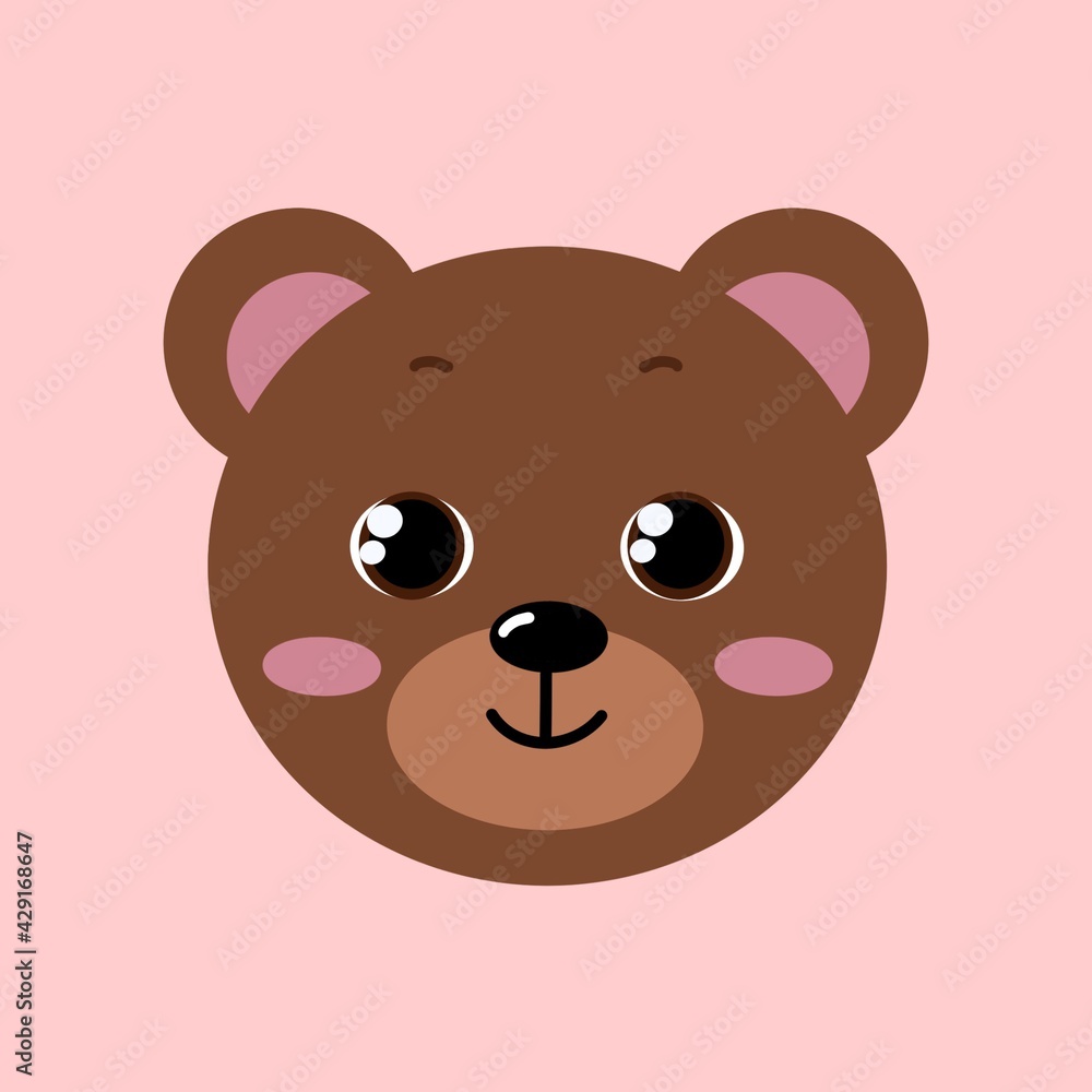 Obraz premium cute bear cartoon illustration on a pink background can be used for decorating children room as a print or sticker