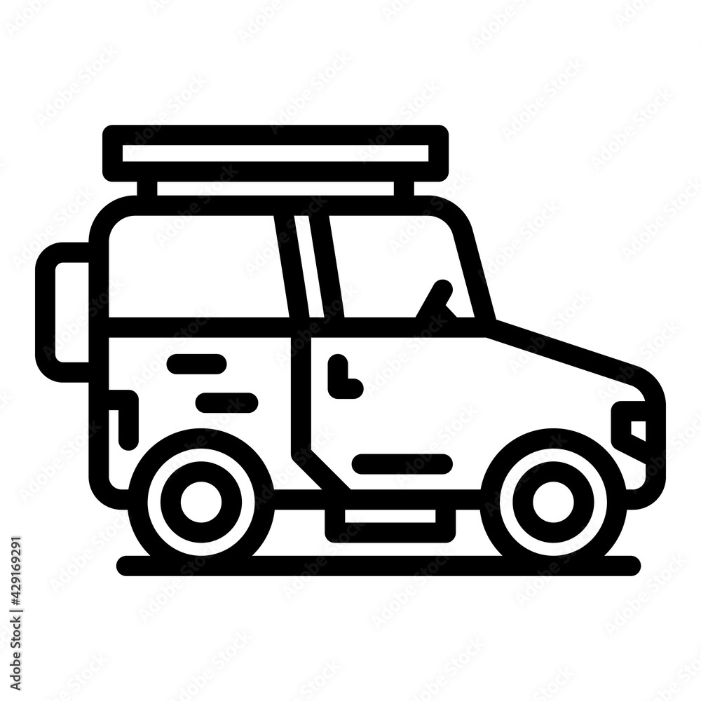 Safari vehicle icon. Outline Safari vehicle vector icon for web design isolated on white background Safari vehicle icon. Outline Safari vehicle vector icon for web design isolated on white background