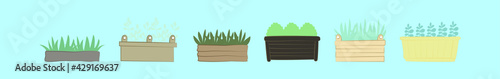 set of window planter cartoon icon design template with various models. vector illustration isolated on blue background