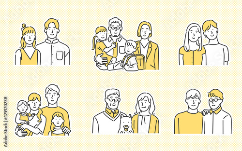 さまざまな家族の形のイメージイラスト素材