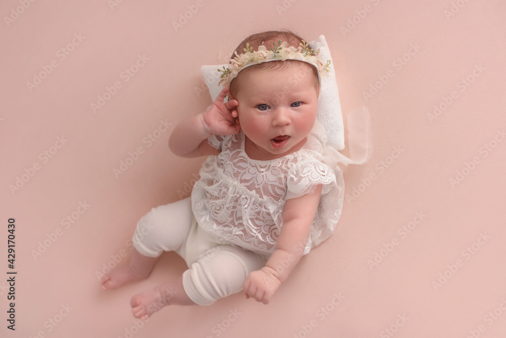 the newborn yawns,. Portrait of a newborn baby . High quality photo the newborn yawns,. Portrait of a newborn baby . High quality photo