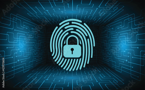 Finger print network cyber security background.