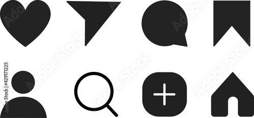 Social media icon user. Instagram. Stories user button, symbol, like, comment, share and save button sign logo. Icon Set of Social Media. Vector illustration.