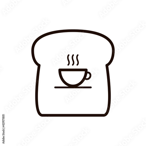 Bread logo design. Coffee cup symbol in bread vector. Coffee and bakery logo design.