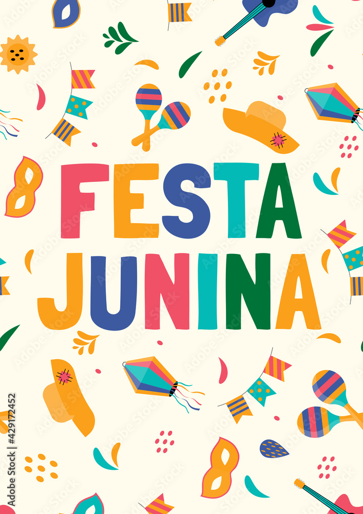 Festa Jununa Background Card. Vector Illustration Festa Jununa Background Card. Vector Illustration