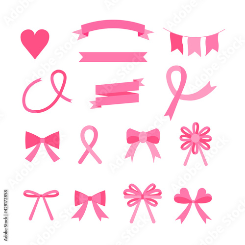 This is a collection of bows and ribbons on a white background.