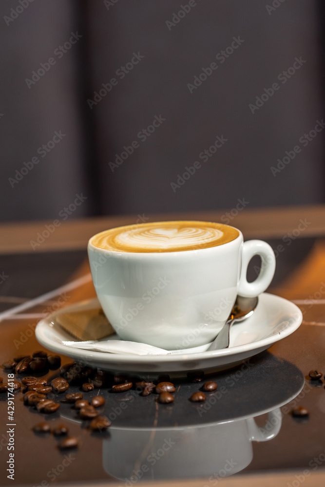 Obraz premium Espresso cafe served on cafeteria table