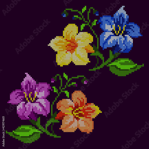 cross stitch flowers