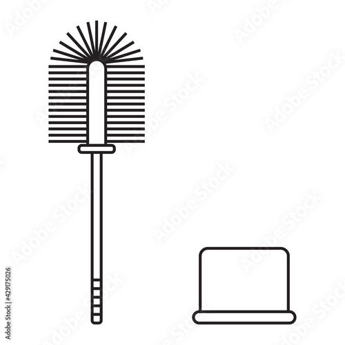 Toilet cleaner - toilet brush. Black and white icon. Vector Illustration