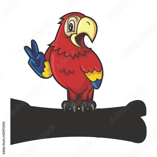 Wonderful multi color parrot bird standing happy