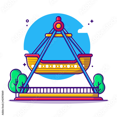 Amusement Park Viking Ship Vector Cartoon Illustration. Amusement Park Icon Concept White Isolated. Flat Cartoon Style Suitable for Web Landing Page, Banner, Sticker, and Background