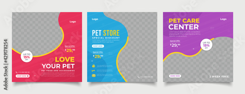 Pet shop banner for social media instagram post template