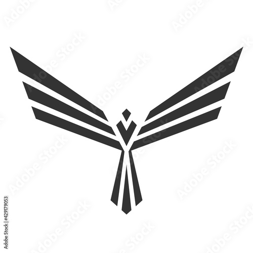 Phoenix coin pictogram. Isolated bird icon.