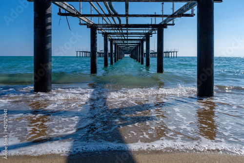 Fototapeta Naklejka Na Ścianę i Meble -  Antalya lara beach pier waiting for summer to comes