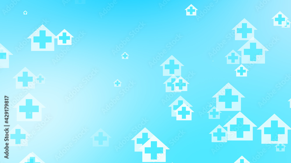 Medical health blue cross on home pattern background. Abstract banners with prevent virus infection and healthcare stay home concept.