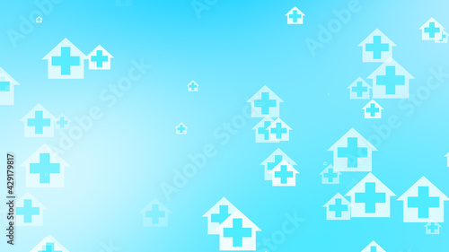 Medical health blue cross on home pattern background. Abstract banners with prevent virus infection and healthcare stay home concept.