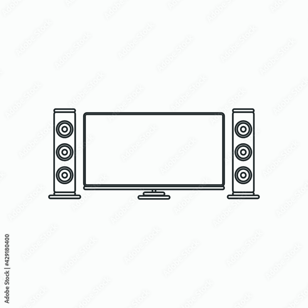 Home theater icon vector. Cinema speaker and visualization illustration. Home theater icon vector. Cinema speaker and visualization illustration.