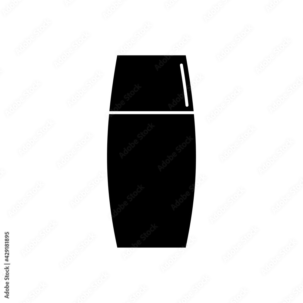 Cosmetic container in the form of plastic bottle. Oil, lotion, body care hygiene. Illustration design in the form of silhouette with thin white lines. Isolated icon in flat style on background Cosmetic container in the form of plastic bottle. Oil, lotion, body care hygiene. Illustration design in the form of silhouette with thin white lines. Isolated icon in flat style on background