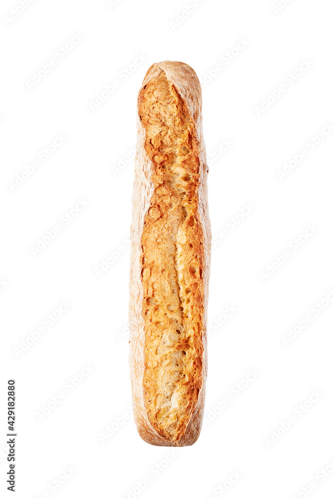whole baguette. Top view whole baguette. Top view