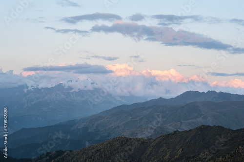 Caucasian mountains silhouettes