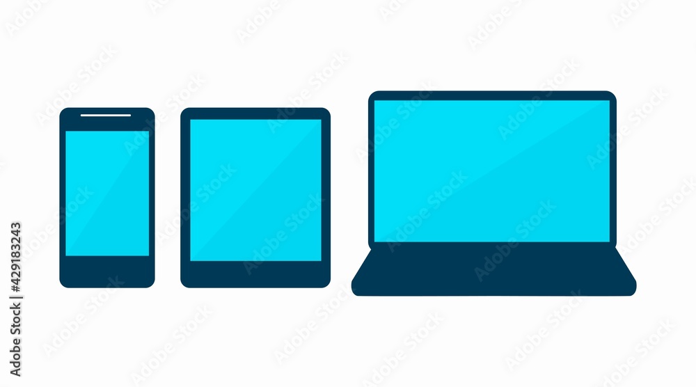 Devices Icon Set. Isolated illustration of mobile cellphone, tablet and laptop. Devices Icon Set. Isolated illustration of mobile cellphone, tablet and laptop.