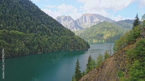 Landscape from above, lake in the mountains