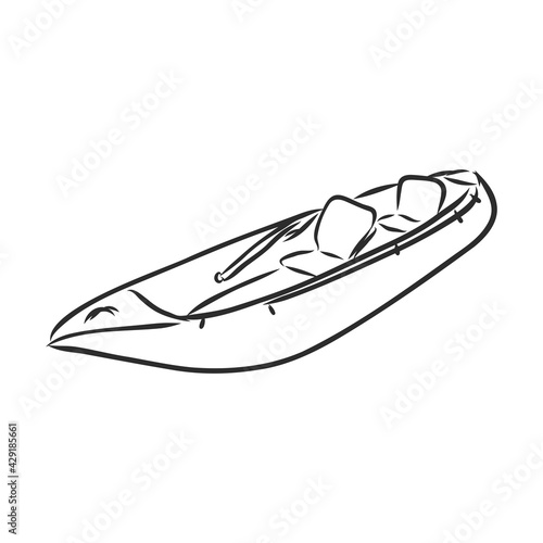 kayak vector sketch on a white background