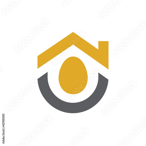 Egg house logo design template elements, home shaped egg icon, simple vector illustration