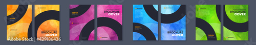 Watercolor booklet brochure colourful abstract cover template bundle set with black background